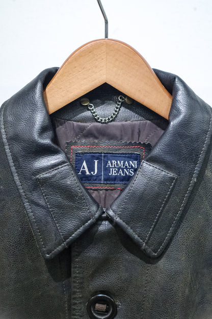 1990'S ARMANI JEANS M-59 TYPE PVC LEATHER JACKET